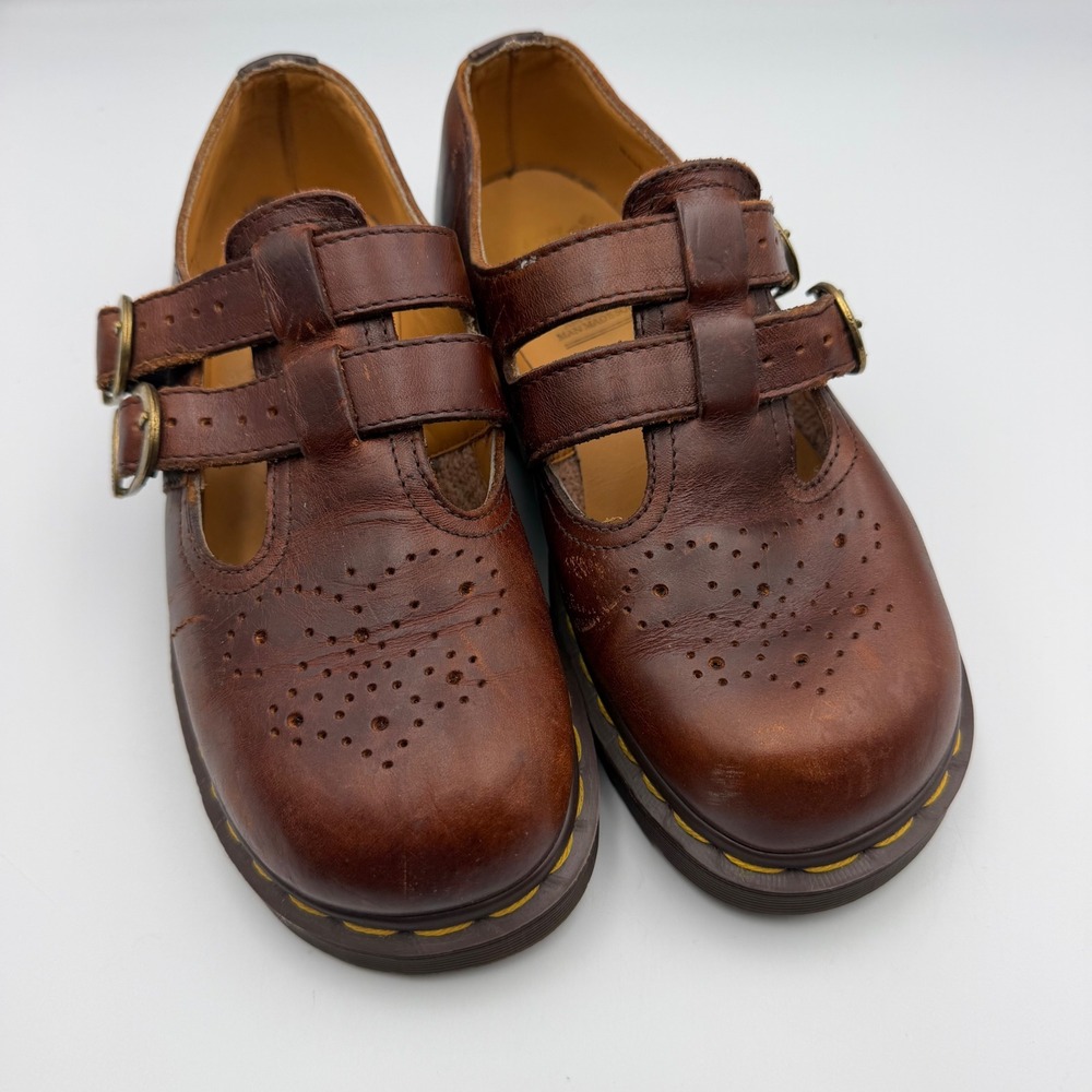 Dr. Martens 8065 Vintage Made in England Brown Leather Double Strap Mary Janes 3